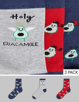 商品Threadbare | Threadbare 3 pack christmas avomerry socks in navy and red,商家ASOS,价格¥54图片