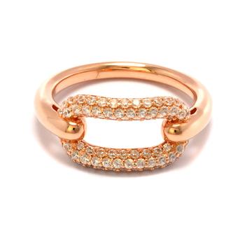 商品apm Monaco | Pink Sterling Silver Chain Link Crystal Ring,商家Jomashop,价格¥420图片