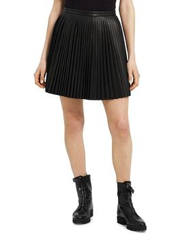 Theory | Pleated Leather Mini Skirt商品图片,6折×额外7.5折, 额外七五折