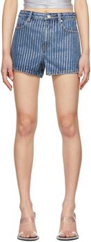 alexander wang短裤, Alexander Wang | Indigo Crystal Stripe Bite Shorts商品图片 5.5折