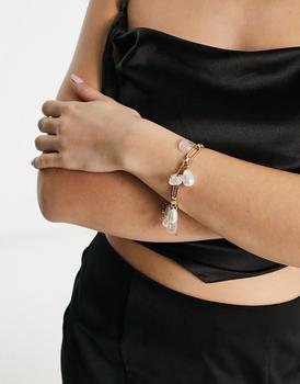 商品DesignB London pearl bracelet in gold图片