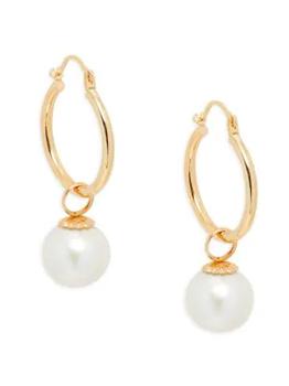BELPEARL | 14K Yellow Gold & 10-11MM Cultured Pearl Earrings商品图片,5折