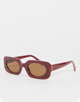 ASOS | ASOS DESIGN mid square sunglasses in red with tonal lens商品图片,6折