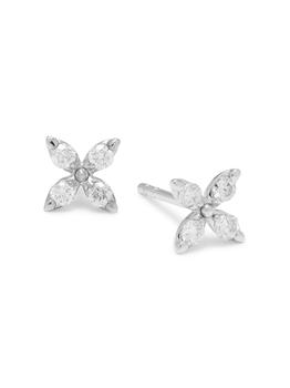 商品14K White Gold & 0.34 TCW Diamond Flower Stud Earrings,商家Saks OFF 5TH,价格¥3696图片