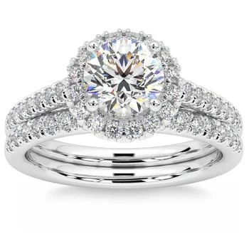 Pompeii3 | 1 1/2 ct Diamond Halo Engagement Wedding Ring Set 14k White Gold Enhanced,商家Premium Outlets,价格¥17052