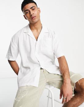product New Look oversized short sleeve linen mix shirt in white image
