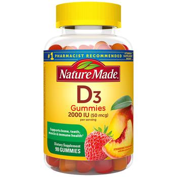 商品Nature Made | Vitamin D3 2000 IU (50 mcg) Gummies Strawberry, Peach & Mango,商家Walgreens,价格¥118图片