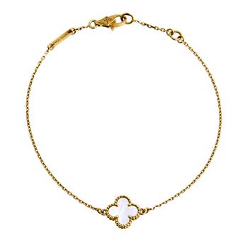 商品Van Cleef & Arpels Sweet Alhambra Mother of Pearl 18K Yellow Gold Bracelet图片