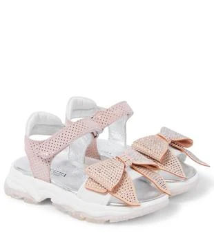 MONNALISA | Bow-embellished leather sandals,商家MyTheresa HK,价格¥1595