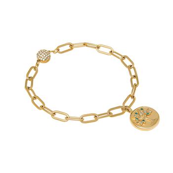 推荐Swarovski The Elements Earth Gold-Tone Plated And Crystal Charm Bracelet 5572653商品