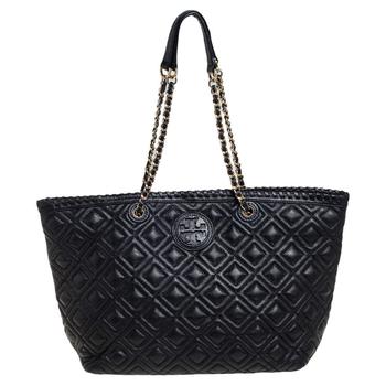 Tory Burch托特包, [二手商品] Tory Burch | Tory Burch Black Quilted Leather Marion Tote商品图片 4.6折