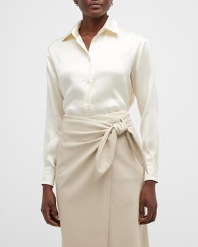 Loro Piana | Cam Diletta Satin Button-Front Blouse商品图片,