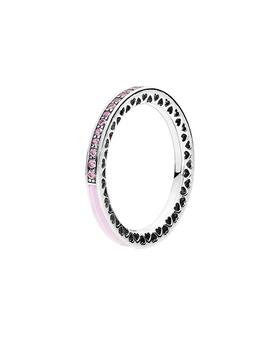 商品Pandora Silver & Light Pink Crystal Radiant Hearts Ring图片