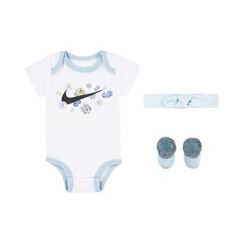 NIKE | Baby Girls Mini Me Flower Gift Box Bodysuit, Headband and Booties, 3 Piece Set商品图片,