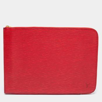 lv行李箱, [二手商品] Louis Vuitton | Louis Vuitton Red Epi Leather Poche Documents Portfolio Case商品图片 5.6折