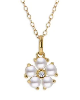 Moon & Meadow | 14K Yellow Gold Cultured Freshwater Pearl  & Diamond Flower Pendant Necklace, 18",商家Bloomingdale's,价格¥2251