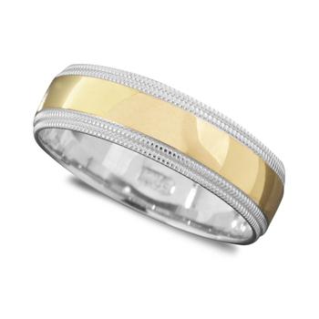 商品Men's 14k Gold and 14k White Gold Ring, Milgrain Edge (Size 6-13)图片