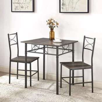 Streamdale Furniture | Streamdale 3-Piece Kitchen Dining Room Table Set Grey Chair,商家Premium Outlets,价格¥969