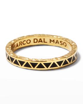 商品Men's Yellow Gold Manawa Black Enamel Thin Band Ring图片