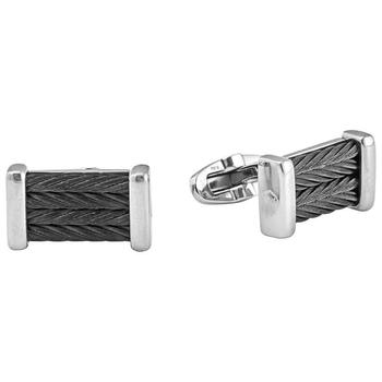 商品Chevron Men's Steel Cable Cufflinks- Grey/ Black图片