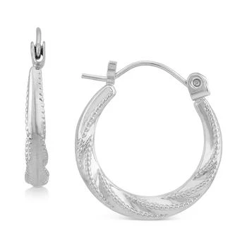 Macy's | Swirl Beaded Small Hoop Earrings in 14k White Gold,商家Macy's,价格¥2131