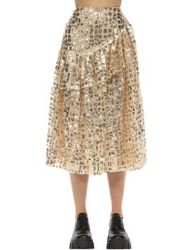 推荐Flared Sequin Grid Ruffle Midi Skirt商品