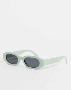 ASOS | ASOS DESIGN hexagon sunglasses with smoke lens in mint green - LGREEN商品图片,6折×额外9.5折, 额外九五折
