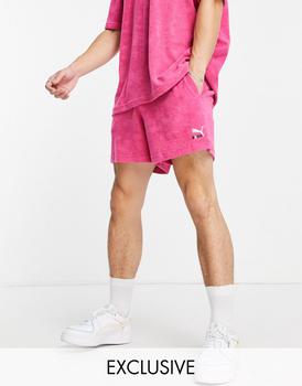 商品Puma skate towelling shorts in pink exclusive to ASOS图片