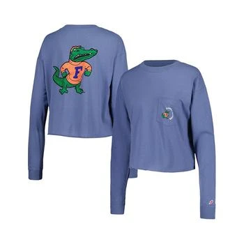 League Collegiate Wear | Women's Royal Distressed Florida Gators Clothesline Midi Long Sleeve Cropped T-shirt,商家Macy's,价格¥335