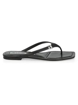 alexander wang鞋真假, Alexander Wang | Ivy Rhinestone Logo Leather Thong Sandals商品图片 