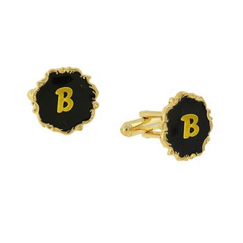 商品1928 | Jewelry 14K Gold-Plated Enamel Initial B Cufflinks,商家Macy's,价格¥373图片