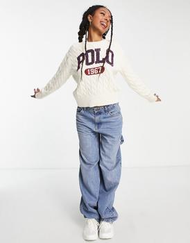 美国拉夫劳伦毛衣, Ralph Lauren | Polo Ralph Lauren logo knitted jumper in cream商品图片 7.5折