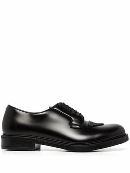 Prada | Prada Men's  Black Leather Lace Up Shoes商品图片,