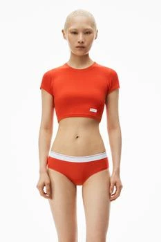 Alexander Wang | cropped short-sleeve tee in ribbed cotton 