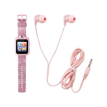 商品Playzoom | Kid's Pink Glitter Silicone Strap Touchscreen Smart Watch 42mm with Earbuds Gift Set,商家Macy's,价格¥218图片