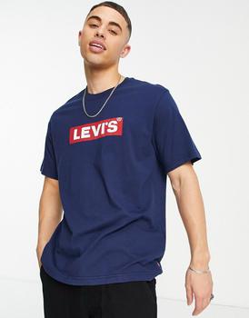 推荐Levi's t-shirt with box tab logo in navy商品