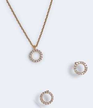 商品Aeropostale Women's Cubic Zirconia Circle Necklace & Earring Set图片