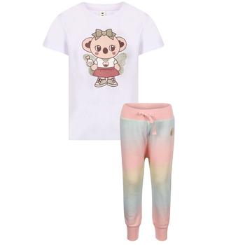 推荐Koala fairy organic t shirt and gradient drawstring track pants set in white and pastel colors商品