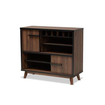 Baxton Studio | Two-Tone Walnut Brown and Black Finished Wood Wine Storage Cabinet,商家Premium Outlets,价格¥2376