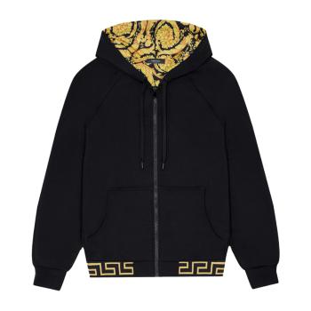 范思哲卫衣好用吗, Versace | VERSACE 男士黑色希腊回纹镶边运动连帽衫 AGU03005-A233025-A1008商品图片 独家减免邮费