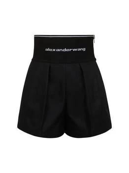 ALEXANDER WANG Cotton Safari Shorts W/ Logo Waistband