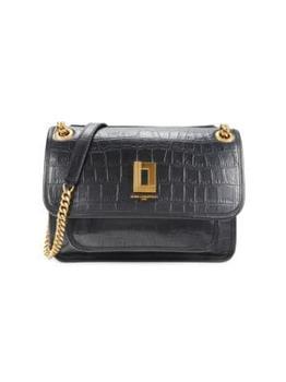 Karl Lagerfeld Paris | Lyon Croc Embossed Leather Shoulder Bag商品图片,5.5折, 满$150享7.5折, 满折