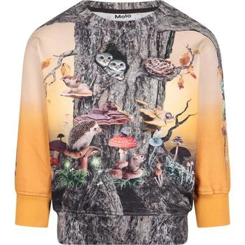 推荐Forests animals multicolor print beige and orange sweatshirt商品