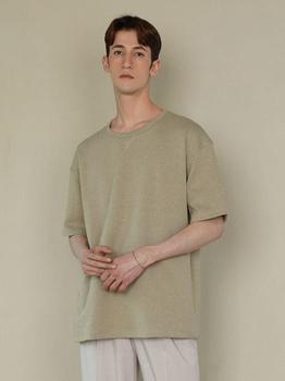 推荐Over Fit Textured Half Sleeve T-Shirt _Khaki商品