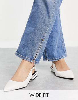 推荐RAID Wide Fit Kinjal slingback flat shoes in white商品