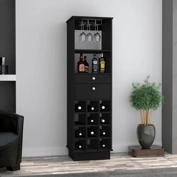 Simplie Fun | Pierpont 12-Bottle 2-Drawer 1-Shelf Bar Cabinet Black Wengue,商家Premium Outlets,价格¥2379