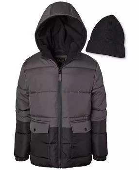 Ixtreme | Big Boys Colorblocked Full-Zip Hooded Puffer Jacket with Ribbed-Knit Beanie,商家Macy's,价格¥165