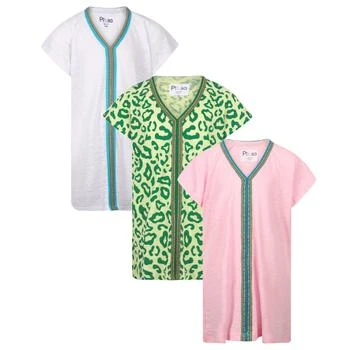推荐Set of 3 v neck dress in white green and pink商品