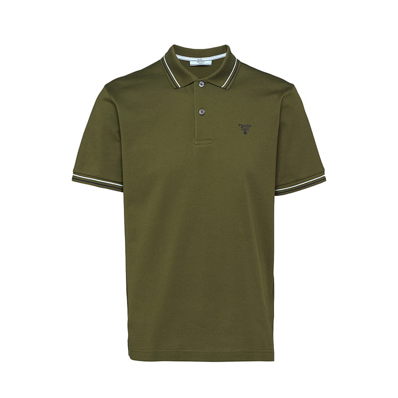 Prada | 【预售3-7天】PRADA/普拉达 22年秋冬新款 男士军绿色纯棉短袖Polo衫UJN765_1ZMI_F0161_S_212商品图片,7.9折, 包邮包税