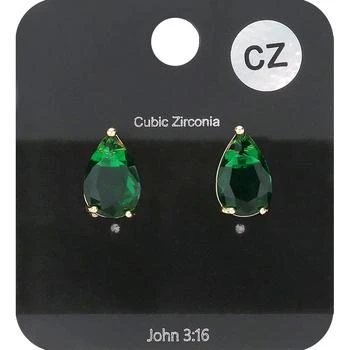 FASHNZFAB | Teardrop CZ Stone Stud Earrings - Emerald,商家Premium Outlets,价格¥142